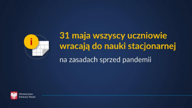 31 maja wszyscy uczniowie wracają do&nbsp;nauki stacjonarnej na&nbsp;zasadach sprzed pandemii