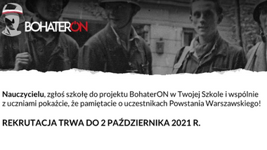 „BohaterON w&nbsp;Twojej&nbsp;Szkole” – zgłoś szkołę do&nbsp;projektu i&nbsp;pokaż, że&nbsp;pamiętasz!
