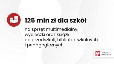 125 mln zł dla szkół na&nbsp;sprzęt multimedialny, wycieczki oraz&nbsp;książki do&nbsp;bibliotek
