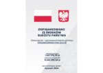 Plakat z napisem Dofinansowano ze środków budżetu państwa Utworzenie i upowszechnienie portalu infozawodowe.men.gov.pl, dofinansowanie 1441278,35 zł, całkowita wartość 8245299,50 zł, data podpisania umowy styczeń 2024, u góry grafiki biało-czerwona flaga Polski, obok flagi godło Polski biały orzeł na czerwonym tle