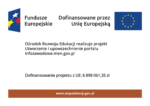 Plakat z napisem Ośrodek Rozwoju Edukacji realizuje projekt Utworzenie i upowszechnienie portalu infozawodowe.men.gov.pl, dofinansowanie projektu z UE 6898061,35 zł, u góry grafiki logotypy z napisami Fundusze Europejskie, Dofinansowane przez Unię Europejską, na dole grafiki napis mapadotacji.gov.pl