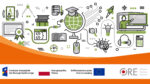 Piktogramy związane z nauką i technologiami, m.in.: globus, cyrkiel, książki, żarówka, rakieta kosmiczna, zeszyt. Na dole znajdują się logotypy o treści: Fundusze Europejskie dla Rozwoju Społecznego, Rzeczpospolita Polska, Dofinansowane przez Unię Europejską, Ośrodek Rozwoju Edukacji.