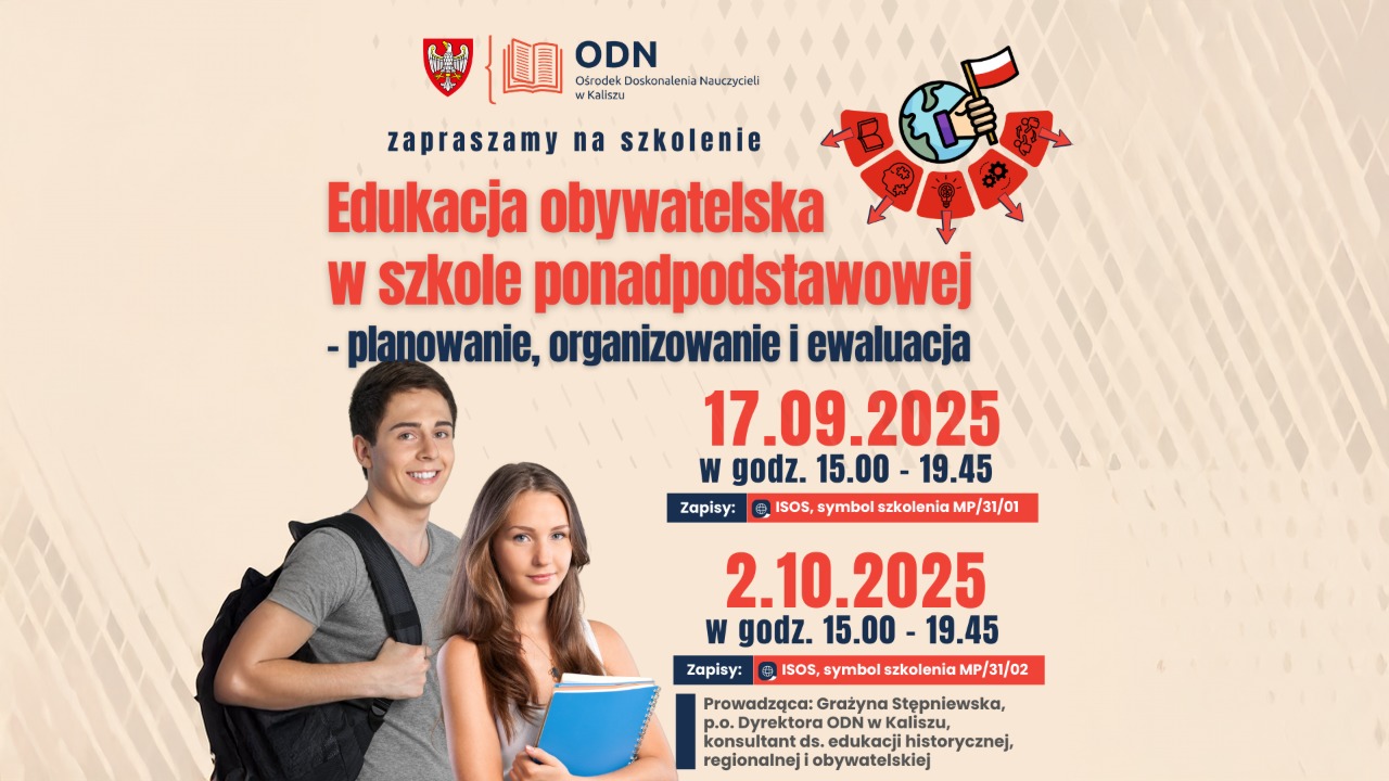 Szkolenie stacjonarne „Edukacja obywatelska w&nbsp;szkole ponadpodstawowej. Planowanie, organizacja i&nbsp;ewaluacja” w&nbsp;Kaliszu