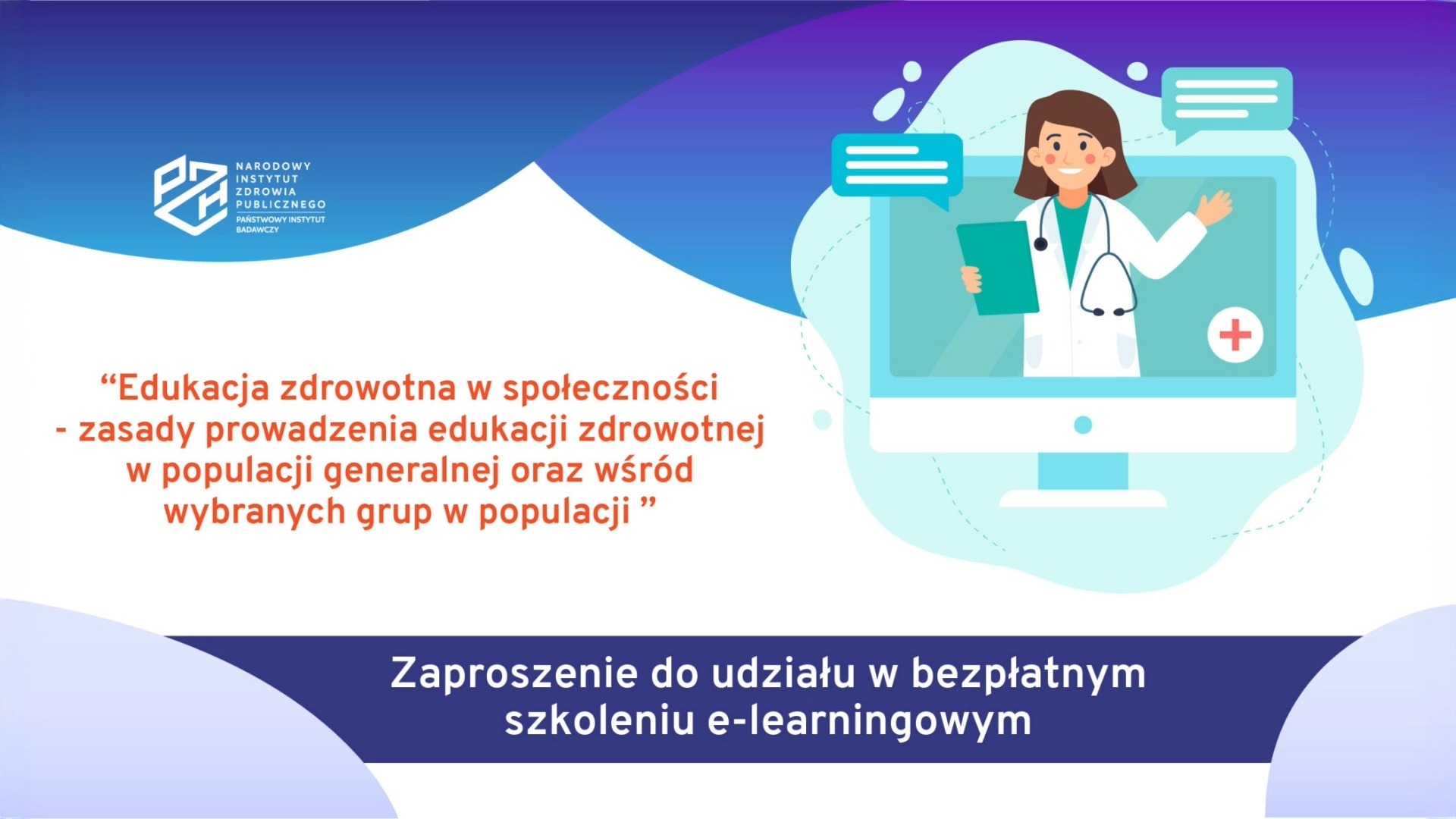 Zaproszenie do&nbsp;udziału w&nbsp;bezpłatnych szkoleniach e-learningowych Narodowego Instytutu Zdrowia Publicznego