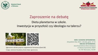 Debata „Dieta planetarna w&nbsp;szkole. Inwestycja w&nbsp;przyszłość czy&nbsp;ideologia na&nbsp;talerzu” w&nbsp;SGGW